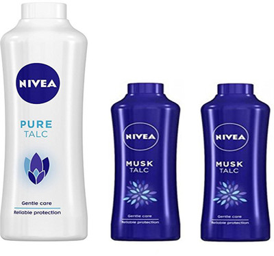 

Nivea PURE TALC 400 GM +MUSK TALC 100 GM(100 g)