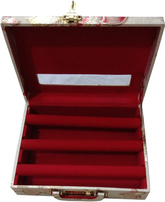 

Haryana Craft 3 Row's Bangle Golden Flower Printed Organizer Box Hard Board Wooden Coated Jewelry Storage Lockable Bangles Box, Size:(32*24*9 Cm) Bangles Box Vanity Box(Golden)