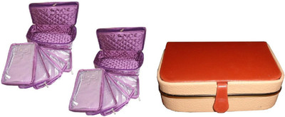 

shivanshshine 2 PC Satin 5 Pouch Necklace Jewellery Makeup Storage 1 pc Ring Box Vanity Box (Purple) Vanity Box Vanity Box(Maroon)