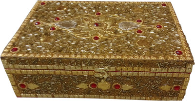 

Haryana Craft 2 Rods Beautiful Stylish Bangles Box With Jari Work,s Size : 33*25*11 Cm Size : 33*25*11 Cm, with jari work,s Vanity Box(Golden, Red)