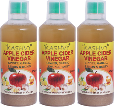 

kashvy Apple Cider Vinegar with Ginger, Garlic, Lemon & Honey Vinegar(1500 ml, Pack of 3)