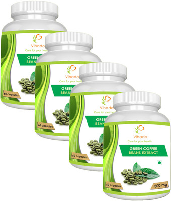 

VIHADO Vihado Green Coffee Beans Extract Pure (60% GCA) 800 Mg 60 Capsules 100% Natural Weight Loss Supplement (Pack of 4)(800 mg)