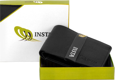 

INSTA SERVICE Men Black Artificial Leather Wallet(10 Card Slots)