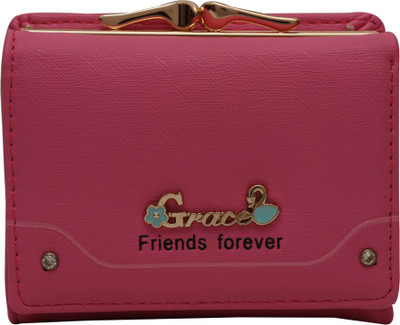 

Cidky Women Pink Artificial Leather Wallet(6 Card Slots), Dark pink
