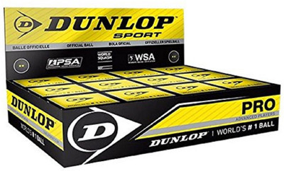 dunlop Pro Double Dot Rubber Squash Ball, Pack of 12 (Black) Squash Ball(Pack of 3, Black)