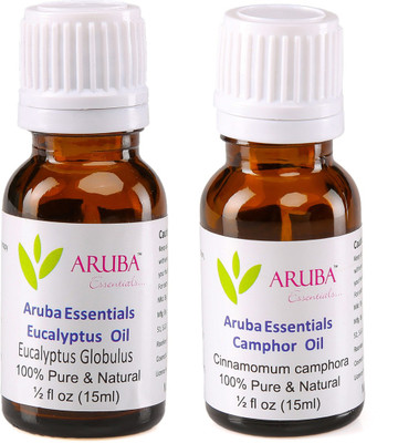

Aruba Essentials Eucalyptus Oil & Camphor Oil 100% Undiluted Combo of 15 ml each(30 ml)