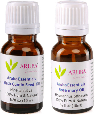 

Aruba Essentials Black Cumin Seed Oil & Rosemary Oil 100% Undiluted Combo of 15 ml each(30 ml)