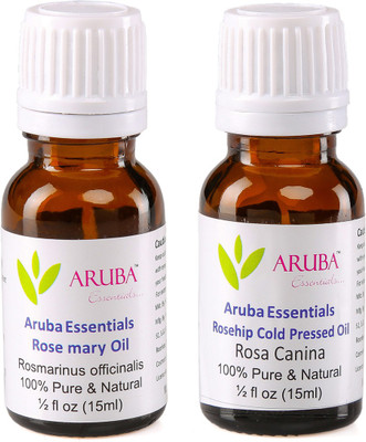 Aruba Essentials Rosemary Oil & Rosehip Cold Pressed Oil 100% Undiluted Combo of 15 ml each(30 ml)