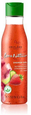 

Oriflame Sweden love nature exfoliating shower gel refreshing strawberry lime(250 ml)