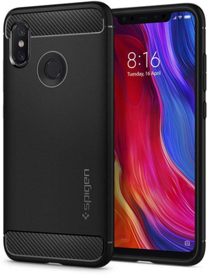Spigen Back Cover for Xiaomi Mi 8 (2018)(Black, Rugged Armor, Plastic)