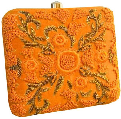 

Craftbazaar Party Orange Clutch