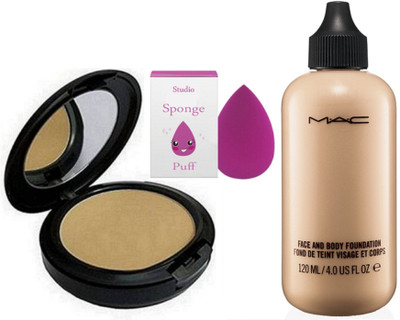 

studio Sponge Puff with mac Compact & mac face and body foundation(Set of 3)