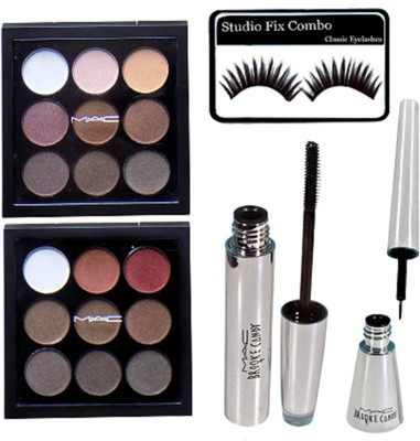 

Studio Fix Combo Eyelashes&9 Shade EyeShadow Mesmirizing Fabulous Different Shade&Mac Brooke candy Eyeliner&Mascara(Set of 5)