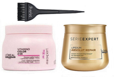 

Styling Hair Brush & Vitamino Color Radiance Protection Spa & lipdium absolt repair masque(Set of 3)
