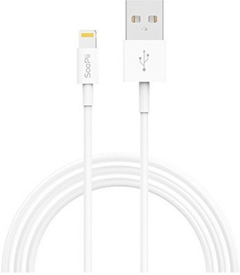 Soopii Reversible USB 2.0 1 m TPE Premium USB Lightning Cable 1 Meter White(Compatible with Apple iPhone, White, One Cable)