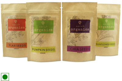 

Sorich Organics Pumpkin Seeds, Sunflower Seeds, Chia Seeds, Brown Flax Seeds(800 g, Pack of 4)