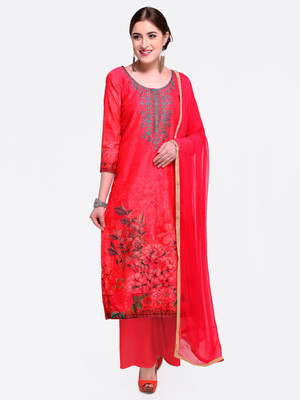 Blissta Chanderi Embroidered Salwar Suit Material