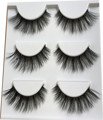 

LUV-LI IMPORTED Thick Black Taiwan Tips Natural Smoky Makeup Long False Eyelashes 3 PAIRS(Pack of 3)