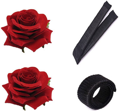 

Jampak™ Fabric Multicolor Vintage Rose Hair Flower Clip And Pin Brooch Pin For Women /Girls & hair Donut bun maker Hair Accessory Set(Multicolor)
