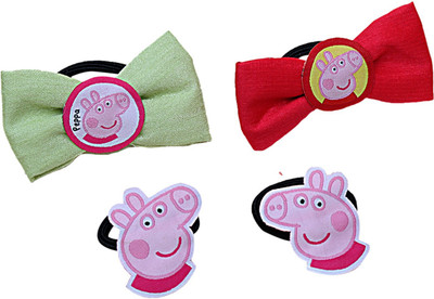 

Dchica Colorful And Fun Set Of 4 Peppa Pig Ties Rubber Band(Multicolor)