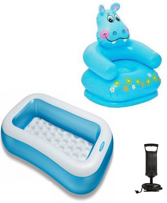 

Speoma BLUE ANIMAL CHAIR,5FT BATH TUB AND AIR PUMP INFLATABLE TOYS FOR KIDS Inflatable Sofa/ Chair, Pool(Multicolor)
