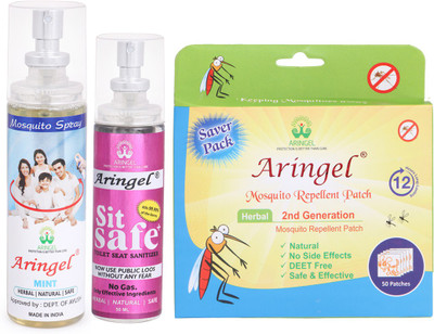 

Aringel Mosquito Repellent Patch 2nd Gen (Pack of 50 Pcs),Mosquito Repellent Spray (mint),Sit Safe - Toilet Seat Sanitizer(Pack of 3)