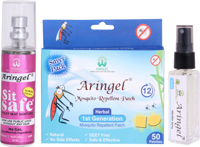 

Aringel Mosquito Repellent Patch 1st Gen (Pack of 50 Pcs),Afterbite,Sit Safe - Toilet Seat Sanitizer(Pack of 3)