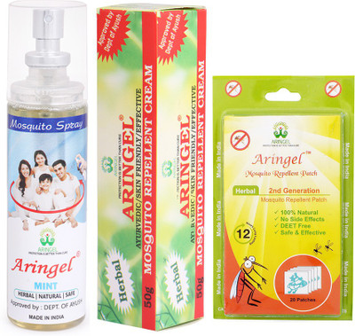 

Aringel Mosquito Repellent Patch 1st Gen (Pack of 20 Pcs) , Mosquito Repellent Spray (mint) , Afterbite(Pack of 3)