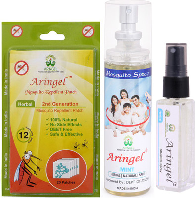 Aringel Mosquito Repellent Patch 2nd Gen (Pack of 20 Pcs) , Mosquito Repellent Spray (mint) , Afterbite(3 x 0 g)