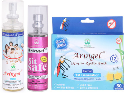 

Aringel Mosquito Repellent Patch 1st Gen (Pack of 50 Pcs),Mosquito Repellent Spray (mint),Sit Safe - Toilet Seat Sanitizer(Pack of 3)