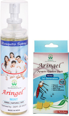 

Aringel Mosquito Repellent Patch 1st Gen (Pack of 20 Pcs) ,Mosquito Repellent Spray (mint)(Pack of 2)