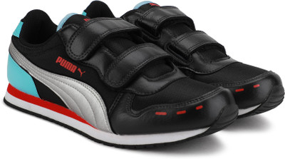 

Puma Boys & Girls Velcro Sneakers(Black, Puma black-puma silver-poppy red-nrgy turquoise