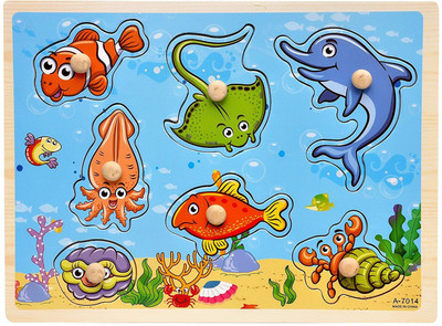 

Toyshine Wooden Puzzle Toy, Educational and Learning Toy - Aquatic Animals(Multicolor)