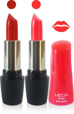 

Medin paris ultra hd elegant colors matte lipstick cosmetics makeup 007 serires femina09 set of 2 color(red l pink)