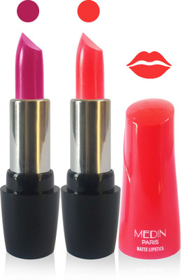 

Medin paris ultra hd elegant colors matte lipstick cosmetics makeup 007 serires femina09 set of 2 color(purple l pink)