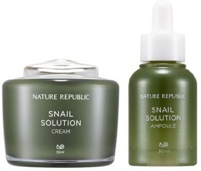 

Nature Republic Snail Solution Cream & Ampoule Set With Snail Secretion Filtrate Extract(100 ml)