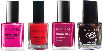 

Avon Anew nail pro nail paint fuchisia, savage pink, tangastic, purple storm gel finish(Pack of 4)