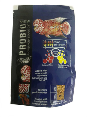 

Aquatic Remedies New Wild Probio Flowerhorn Staple Fish Food Small Pellet Sea Food, Shrimp, Fish 100 g Dry Fish Food