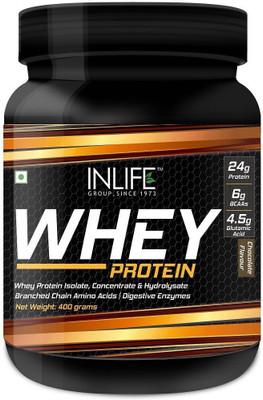 

Inlife Whey Protein Powder with Isolate Concentrate Hydrolysate 24 grams protein Body Building Supplement Whey Protein(400 g, Chocolate)
