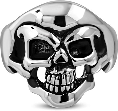 

Via Mazzini Stainless Steel Smiling Ghost Skull Roadies Bikers Ring (Ring0503) US Size 9 Stainless Steel Platinum Plated Ring, Silver
