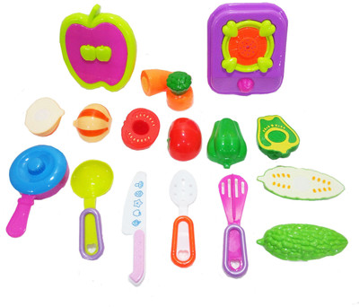

TALKING GANESHA Realistic Sliceable Fruits & Vegetables Cutting Play Kitchen Set Toy with Beautiful Cutlery like Knife, Spoon, etc for Kids (Multi Color)