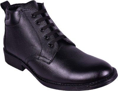 somugi Genuine Leather Black Formal Lace up Half Boot Boots For Men(Black)