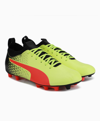 

Puma evoKNIT FTB FG Football Shoes For Men(Multicolor, Fizzy yellow-red blast-puma black