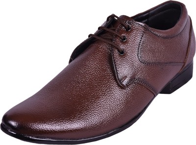 somugi Genuine Leather Brown Formal Lace up Shoes Derby For Men(Brown)