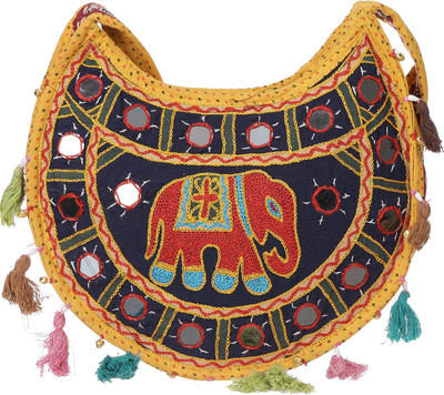 

GiftingTree Women Casual Yellow Cotton Shoulder Bag