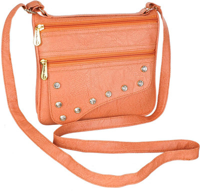 

Leather Land Women Formal Orange Leatherette Sling Bag