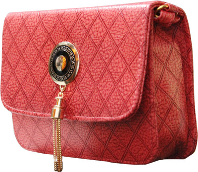 

Ikonic Women Casual Red Leatherette Sling Bag