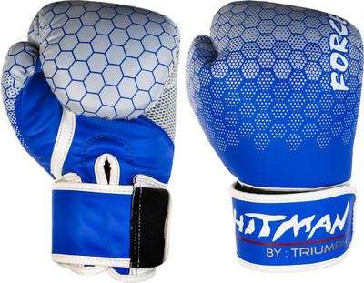 Hitman By Triumph Blue Printing force PU Boxing Gloves Size: 8 Boxing Gloves (XL, Blue)
