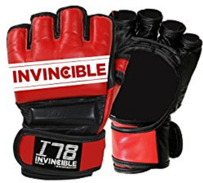 

Invincible Ultimate Combat Gloves with Thumb Enclosre Boxing Gloves (M, Red, Black), Black;red