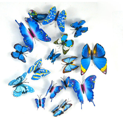 RANGOLI 12 cm 3D Butterfly Decoration Self Adhesive Sticker(Pack of 12)